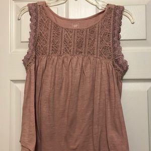 Cotton tank with lace trim